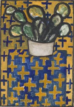 Asim Abu Shakra, Cactus, 1987, gouache on paper, Discount Bank Art Collection